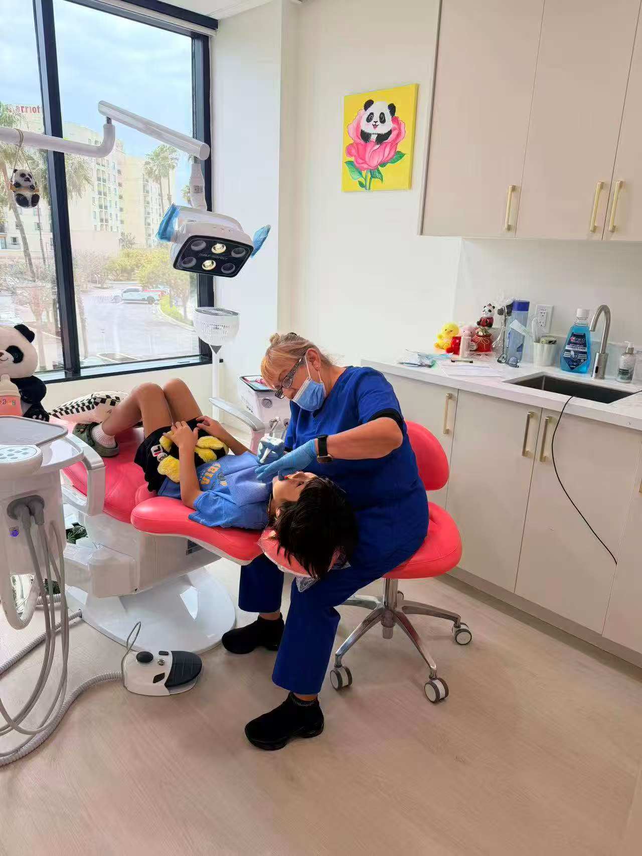 Pink pediatric dental room